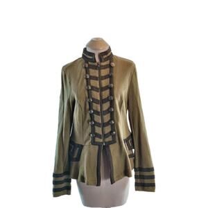 Military Style Olive Green Jacket Size 0 Torrid With Button Accents & Front